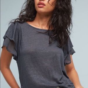 Anthropologie linen chiffon sleeve tee